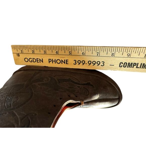 Armstreet Medieval Viking Leather Brown Boot Embossed Shoes Sz 3 Women READ - Picture 9 of 14